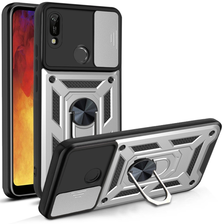 

For Huawei Y6 2019 Sliding Camera Cover Design TPU+PC Phone Protective Case(Silver)