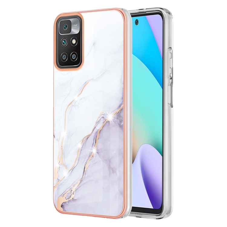 

For Xiaomi Redmi 10 Electroplating Marble IMD TPU Phone Case(White 006)
