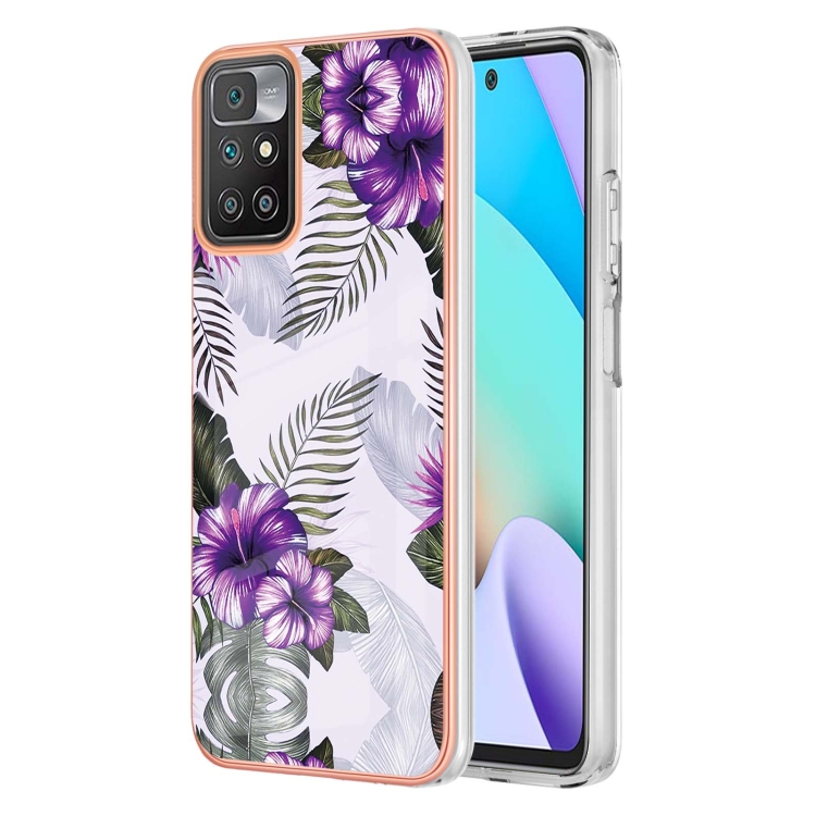 

For Xiaomi Redmi 10 Electroplating IMD TPU Phone Case(Purple Flower)
