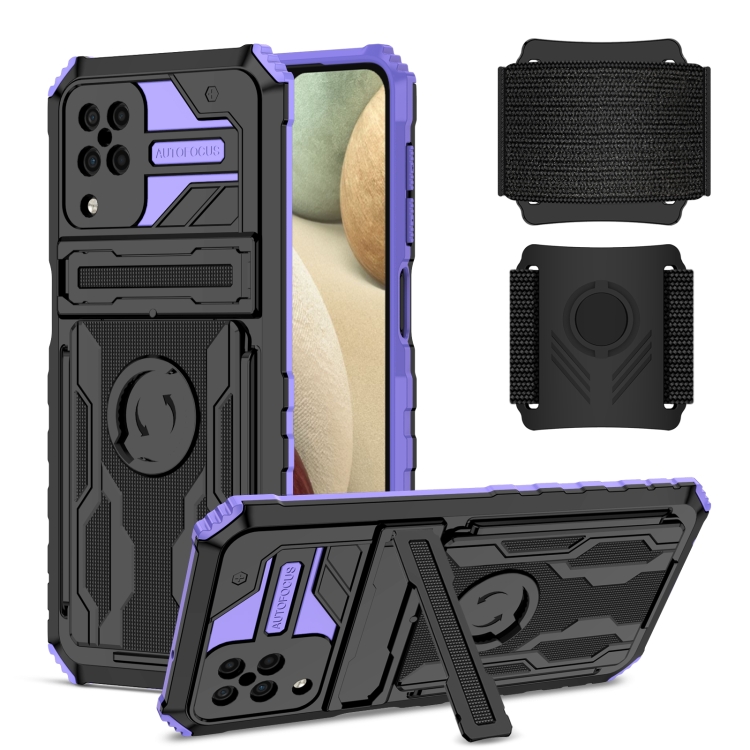 

For Samsung Galaxy A12 5G Armor Wristband Phone Case(Purple)