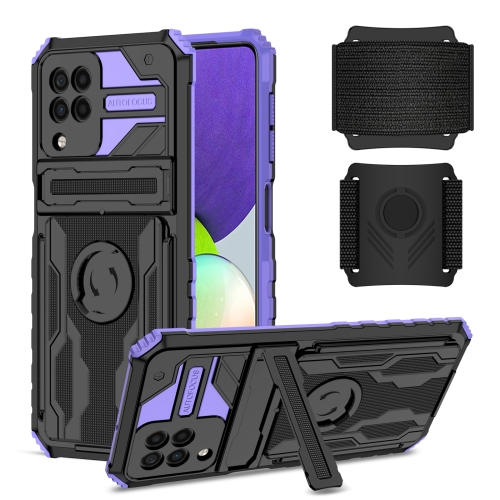 

For Samsung Galaxy A22 4G Armor Wristband Phone Case(Purple)