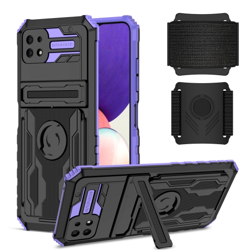 

For Samsung Galaxy A22 5G Armor Wristband Phone Case(Purple)