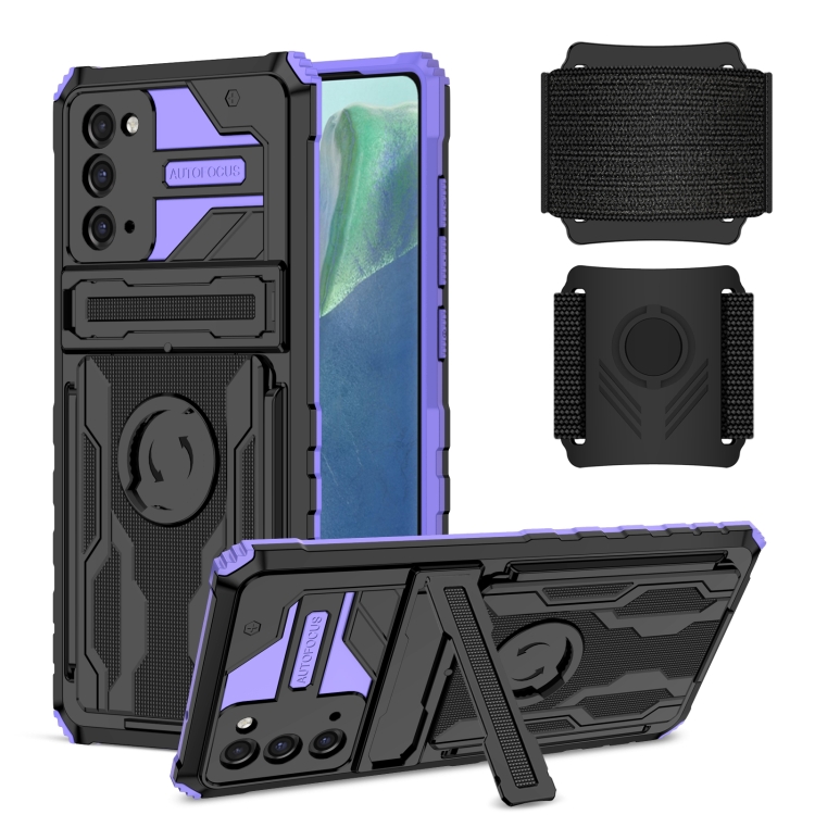 

For Samsung Galaxy Note20 Armor Wristband Phone Case(Purple)