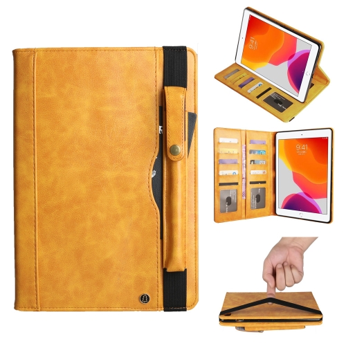 

For iPad 10.2 Crazy Horse Texture Horizontal Flip PU Leather Case with Card Slots & Pen Slot & Holder & Wallet(Yellow)