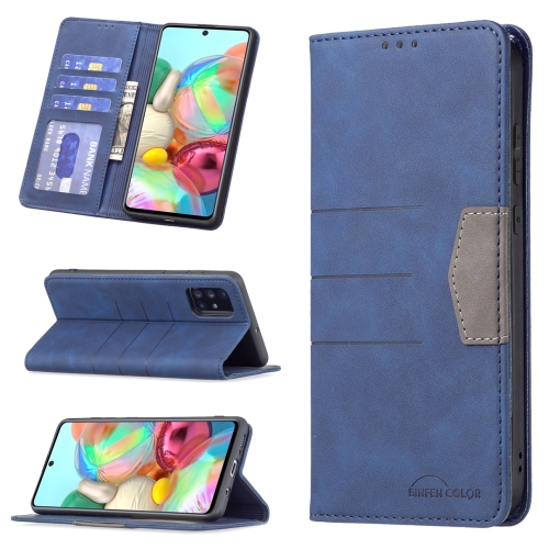 

For Samsung Galaxy A71 Magnetic Splicing Leather Phone Case(Blue)