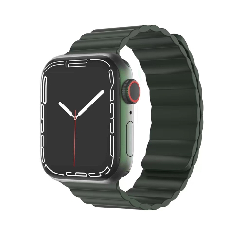 

Mutural Liquid Silicone Magnetic Strap Watchband For Apple Watch Series 7 41mm / 6&SE&5&4 40mm / 3&2&1 38mm(Green)