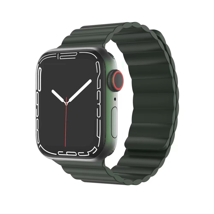 

Mutural Liquid Silicone Magnetic Strap Watchband For Apple Watch Series 7 45mm / 6&SE&5&4 44mm / 3&2&1 42mm(Green)