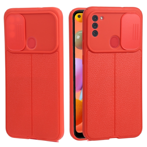 

For Samsung Galaxy A11 / M11 Litchi Texture Sliding Camshield TPU Phone Case(Red)