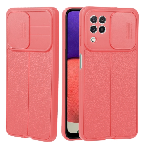 

For Samsung Galaxy A22 4G Litchi Texture Sliding Camshield TPU Phone Case(Red)