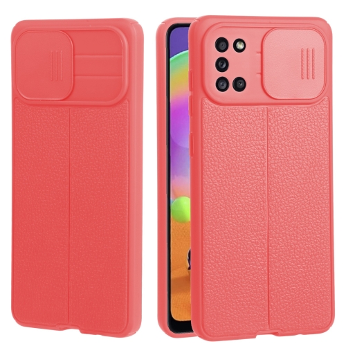 

For Samsung Galaxy A31 Litchi Texture Sliding Camshield TPU Phone Case(Red)