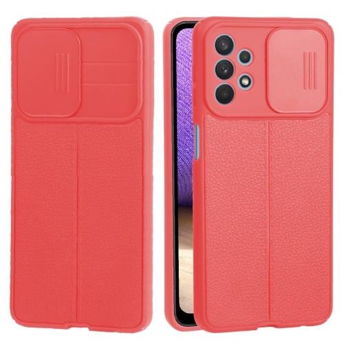 

For Samsung Galaxy A32 5G Litchi Texture Sliding Camshield TPU Phone Case(Red)