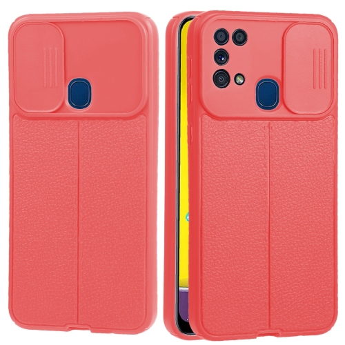 

For Samsung Galaxy M21 / M31 Litchi Texture Sliding Camshield TPU Phone Case(Red)