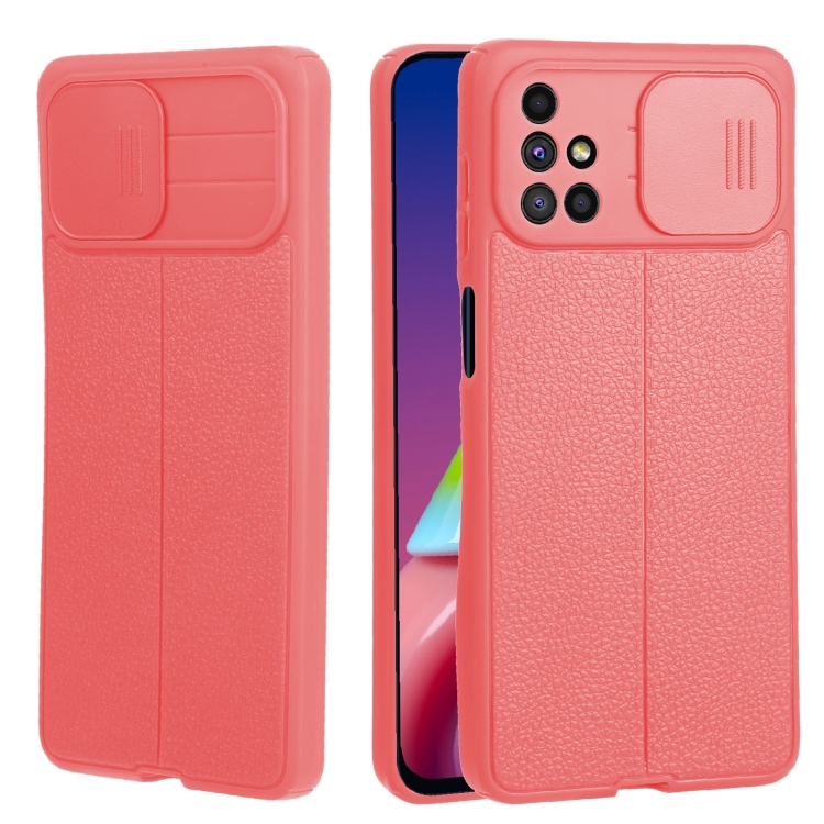 

For Samsung Galaxy M51 Litchi Texture Sliding Camshield TPU Phone Case(Red)
