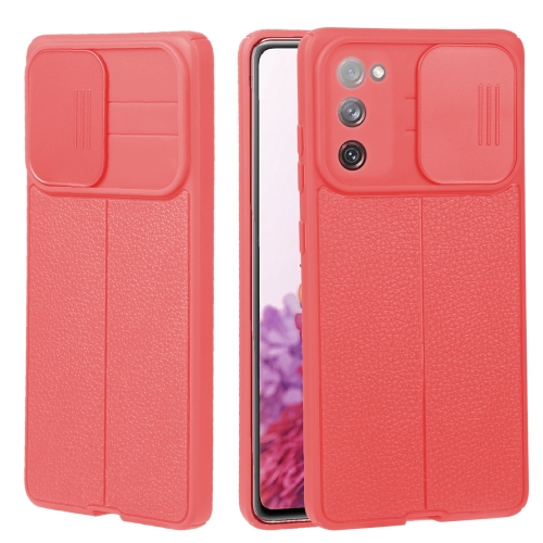 

For Samsung Galaxy S20 FE Litchi Texture Sliding Camshield TPU Phone Case(Red)