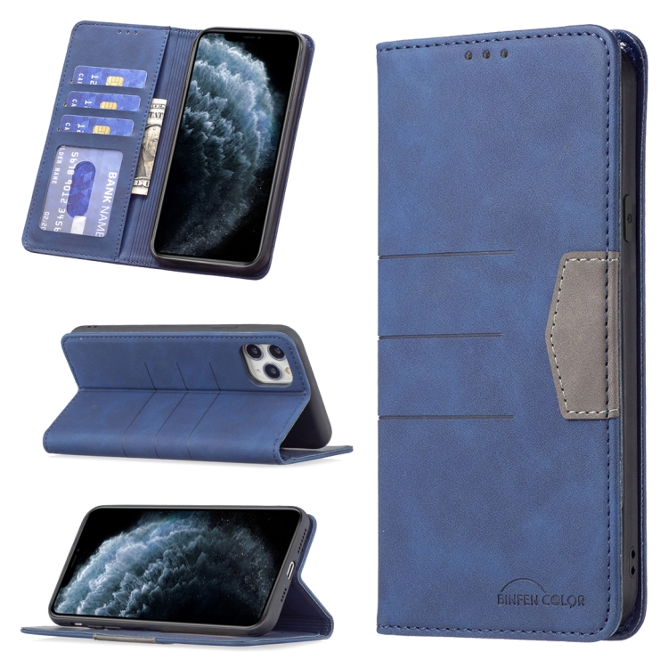 

Magnetic Splicing Leather Phone Case For iPhone 11 Pro Max(Blue)