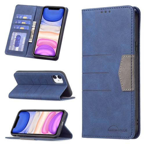 

Magnetic Splicing Leather Phone Case For iPhone 11(Blue)