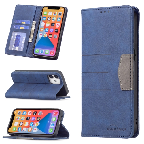 

Magnetic Splicing Leather Phone Case For iPhone 12 mini(Blue)