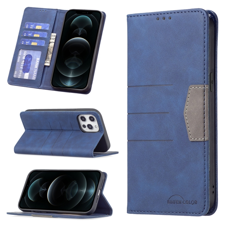 

Magnetic Splicing Leather Phone Case For iPhone 12 / 12 Pro(Blue)