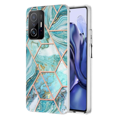 

For Xiaomi Mi 11T / Mi 11T Pro Electroplating Splicing Marble TPU Phone Case(Blue)