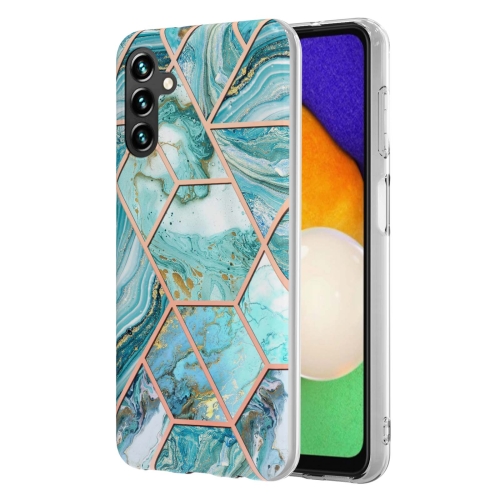 

For Samsung Galaxy A13 5G Electroplating Splicing Marble TPU Phone Case(Blue)