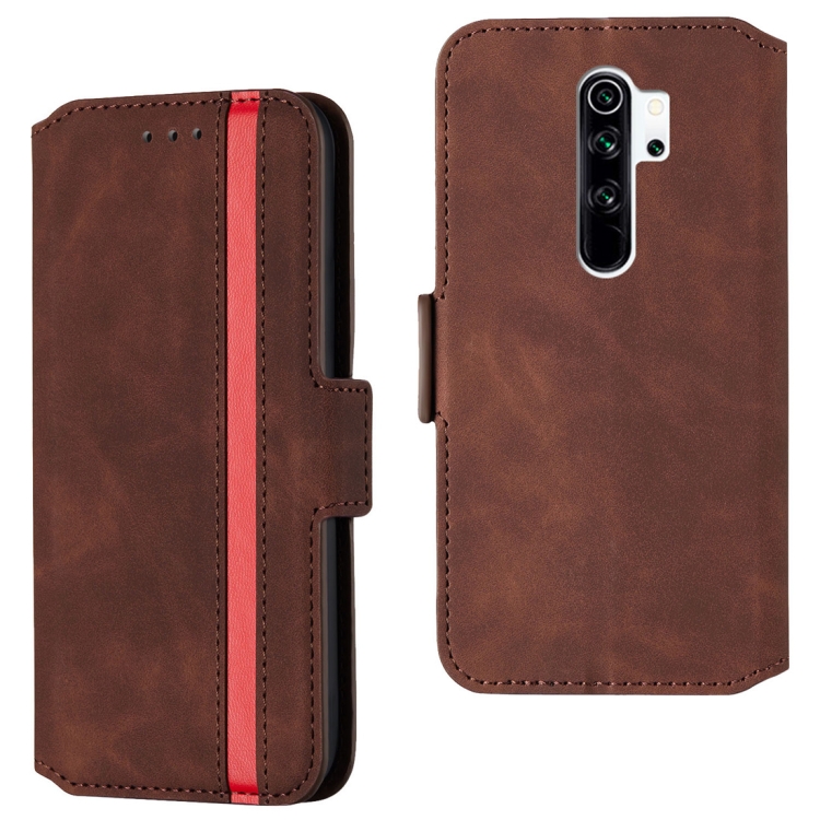 

For Xiaomi Redmi Note 8 Pro Retro Frosted Oil Side Horizontal Flip Case with Holder & Card Slots(Wine Red)