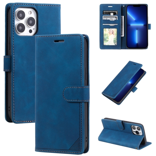 

Skin Feel Anti-theft Brush Horizontal Flip Leather Phone Case For iPhone13 Pro Max(Blue)