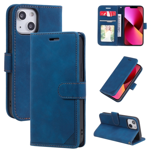 

Skin Feel Anti-theft Brush Horizontal Flip Leather Phone Case For iPhone13(Blue)