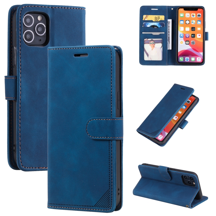 

Skin Feel Anti-theft Brush Horizontal Flip Leather Phone Case For iPhone 11 Pro(Blue)