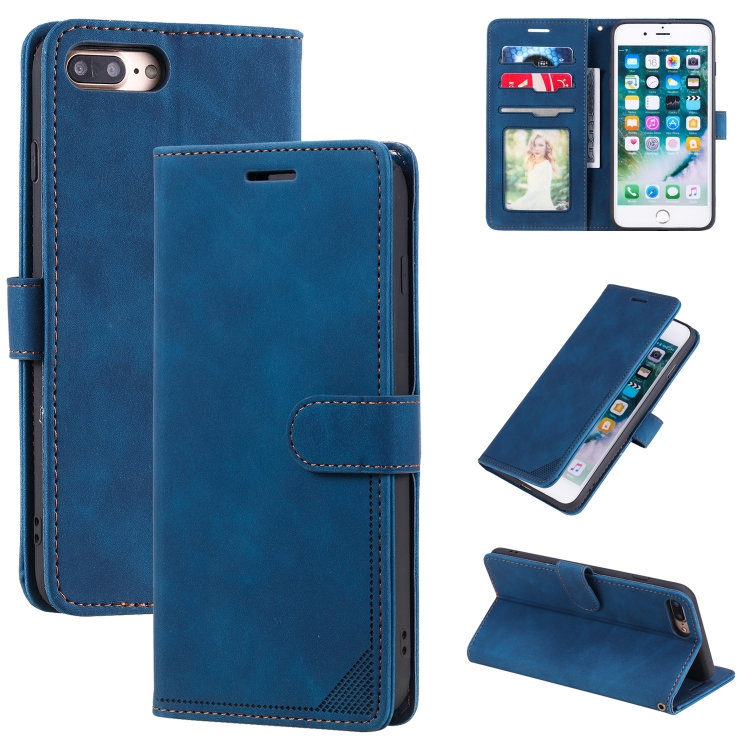 

Skin Feel Anti-theft Brush Horizontal Flip Leather Phone Case For iPhone 8 Plus & 7 Plus(Blue)