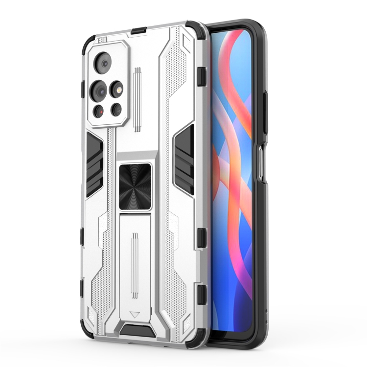 

For Xiaomi Redmi Note 11 Supersonic PC + TPU Shock-proof Phone Case with Holder(Silver)