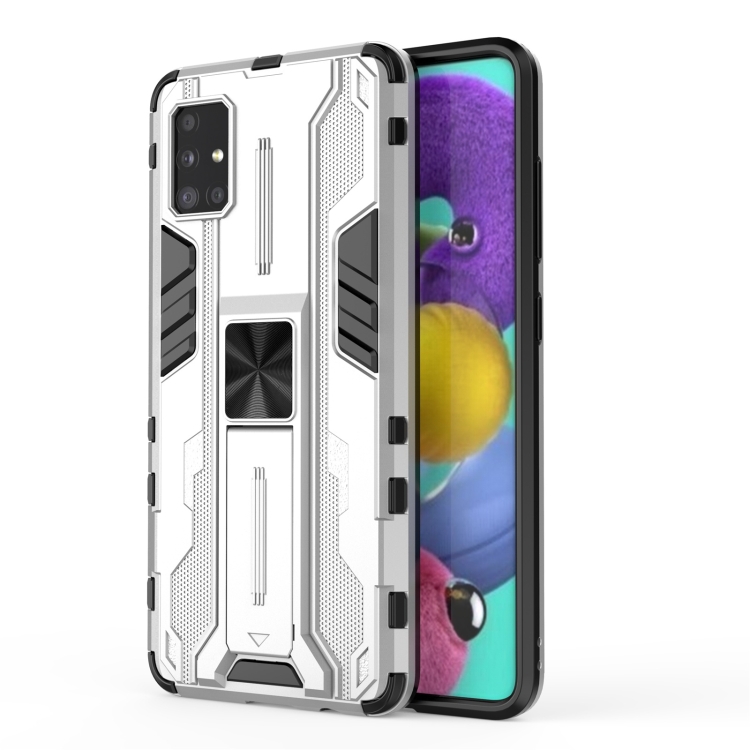 

For Samsung Galaxy A51 Supersonic PC + TPU Shock-proof Phone Case with Holder(Silver)