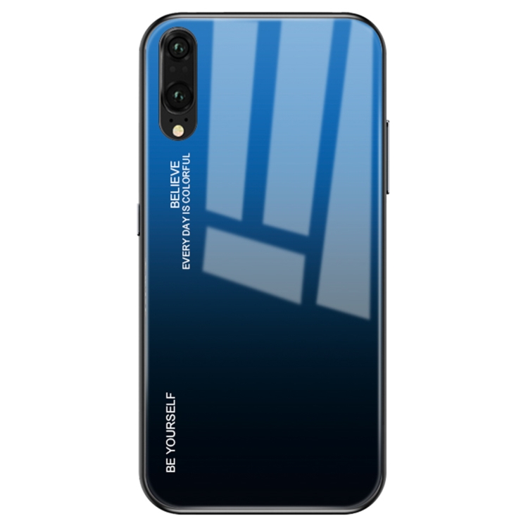

For Huawei P20 Gradient Color Glass Case(Blue)
