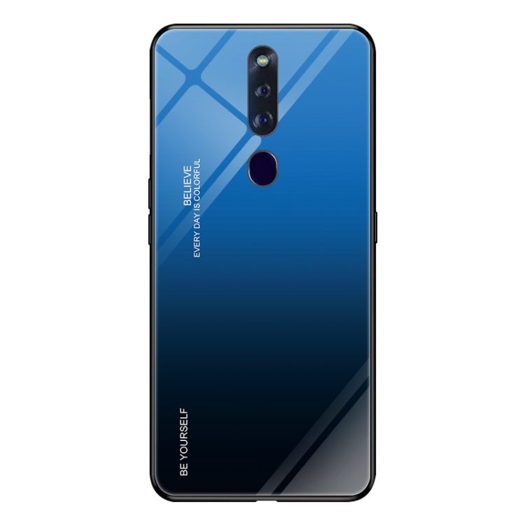

For OPPO F11 Pro Gradient Color Glass Case(Blue)