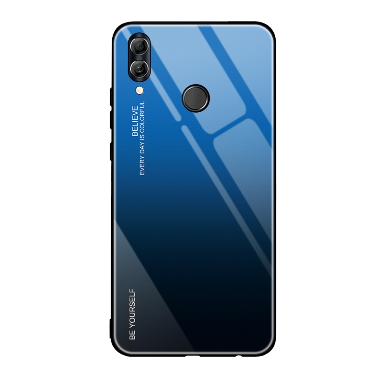 

For Huawei Honor 10 Lite Gradient Color Glass Case(Blue)