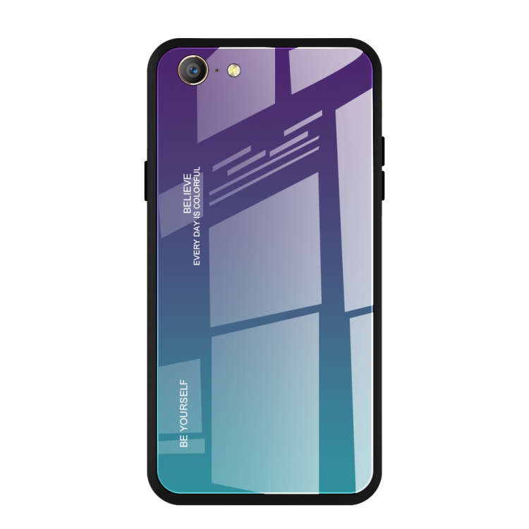 

For OPPO A57 / A39 Gradient Color Glass Case(Purple)