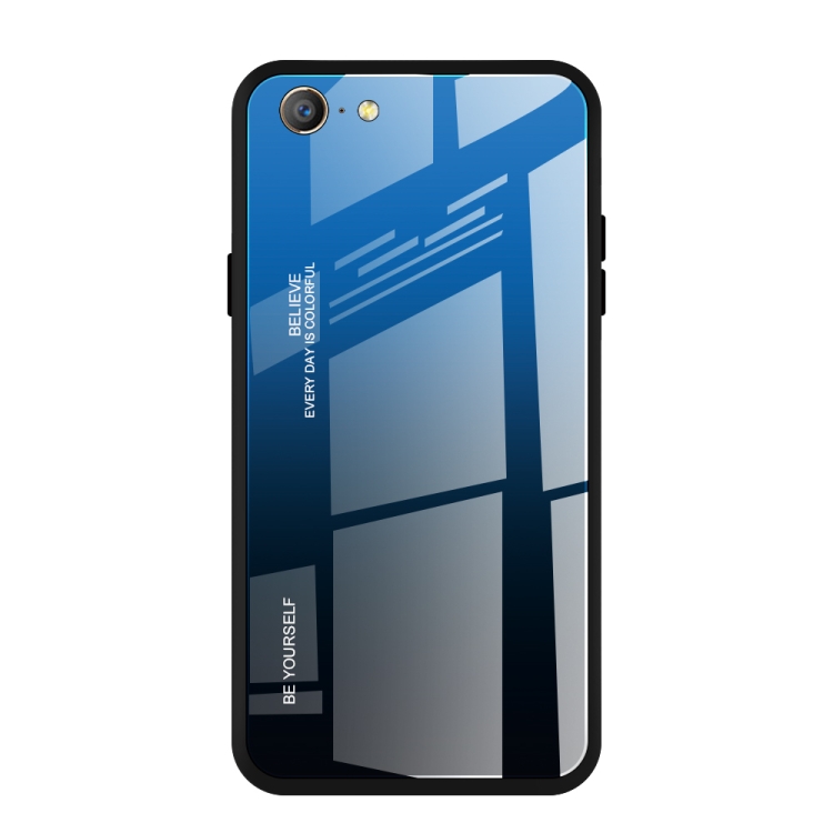

For OPPO A57 / A39 Gradient Color Glass Case(Blue)