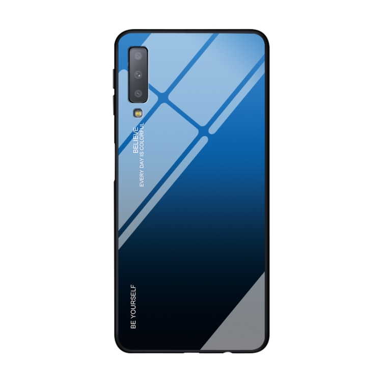 

For Galaxy A7 (2018) Gradient Color Glass Case(Blue)