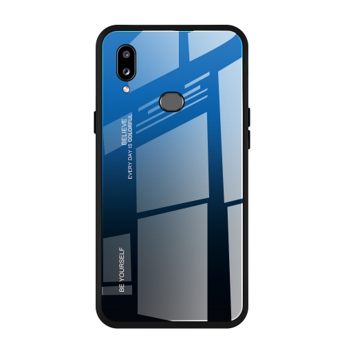 

For Galaxy A10s Gradient Color Glass Case(Blue)