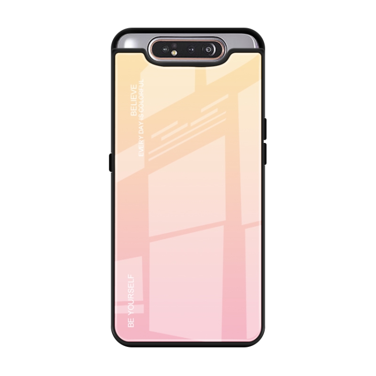 

For Galaxy A80 Gradient Color Glass Case(Yellow)