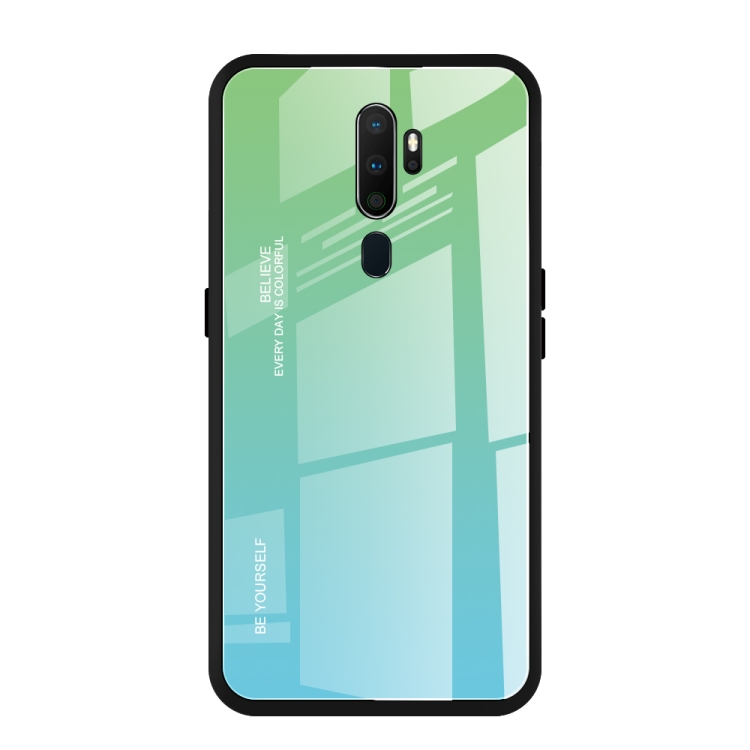 

For OPPO A9 (2020) Gradient Color Glass Case(Sky Blue)