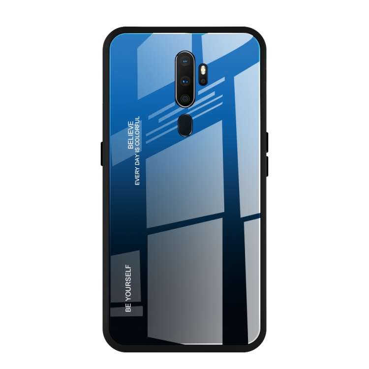 

For OPPO A9 (2020) Gradient Color Glass Case(Blue)