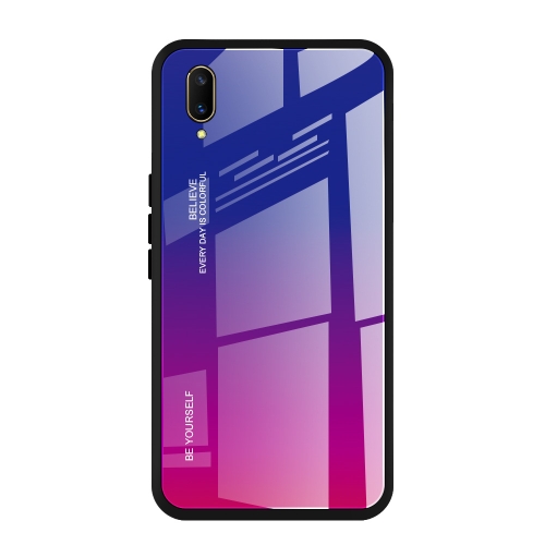 

For Vivo V11 Gradient Color Glass Case(Red Blue)