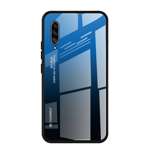 

For Galaxy A90 5G Gradient Color Glass Case(Blue)