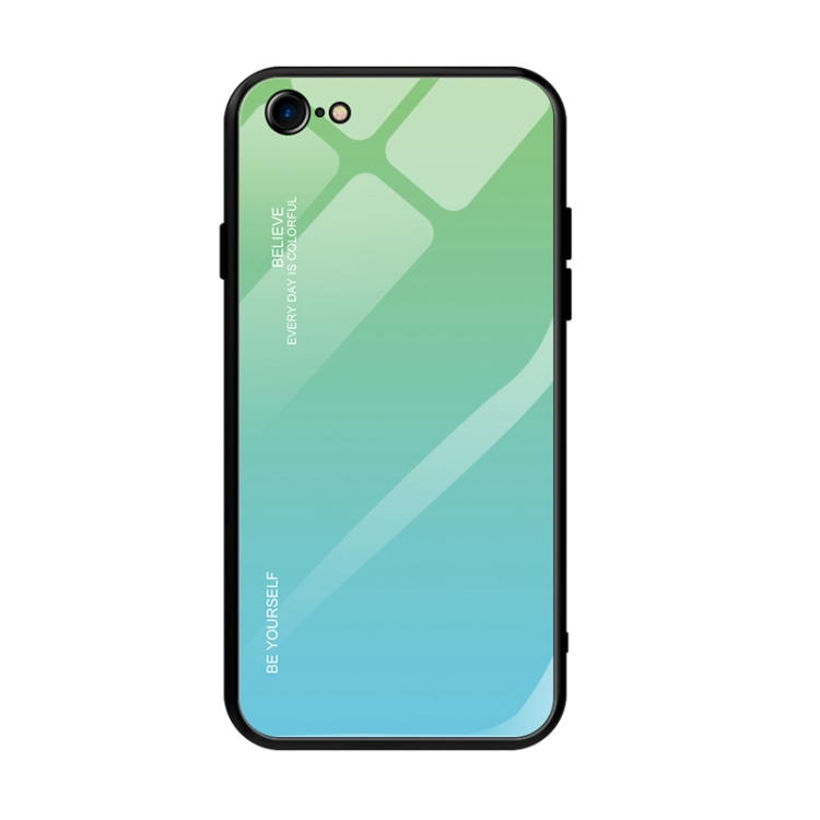 

For iPhone SE 2020 / 8 / 7 Gradient Color Glass Case(Sky Blue)