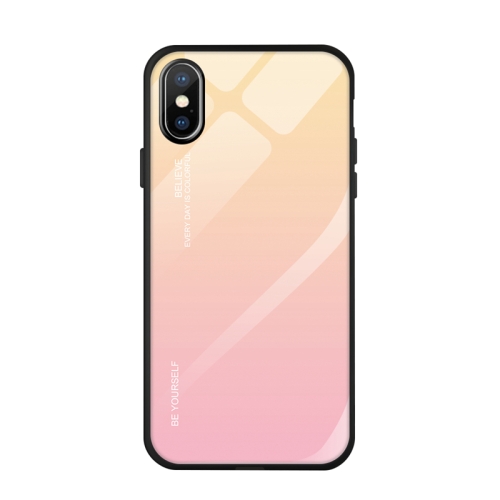 

For iPhone XS / X Gradient Color Glass Case(Yellow)