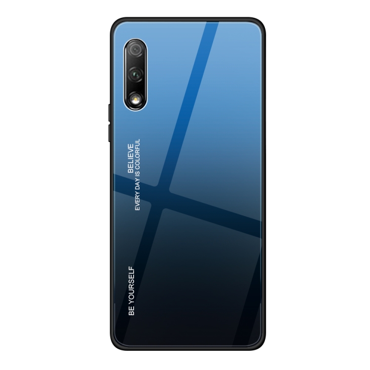 

For Huawei Honor 9X Gradient Color Glass Case(Blue)