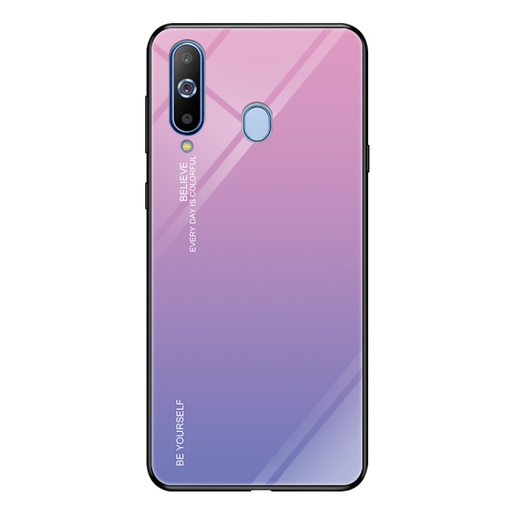 

For Galaxy A8s Gradient Color Glass Case(Light Purple)