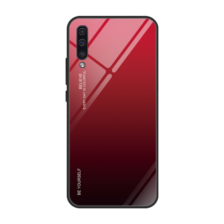 

For Galaxy A50 Gradient Color Glass Case(Red)