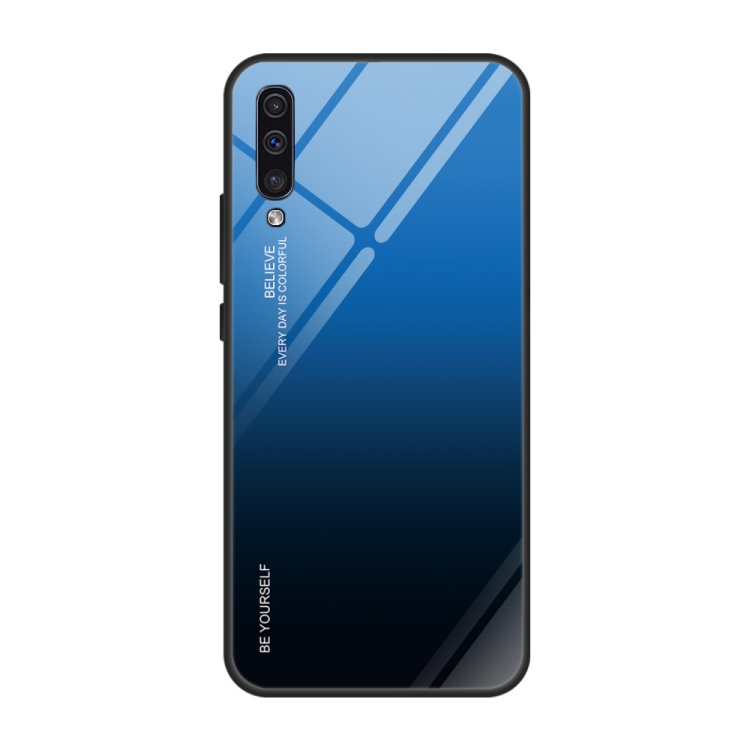 

For Galaxy A50 Gradient Color Glass Case(Blue)