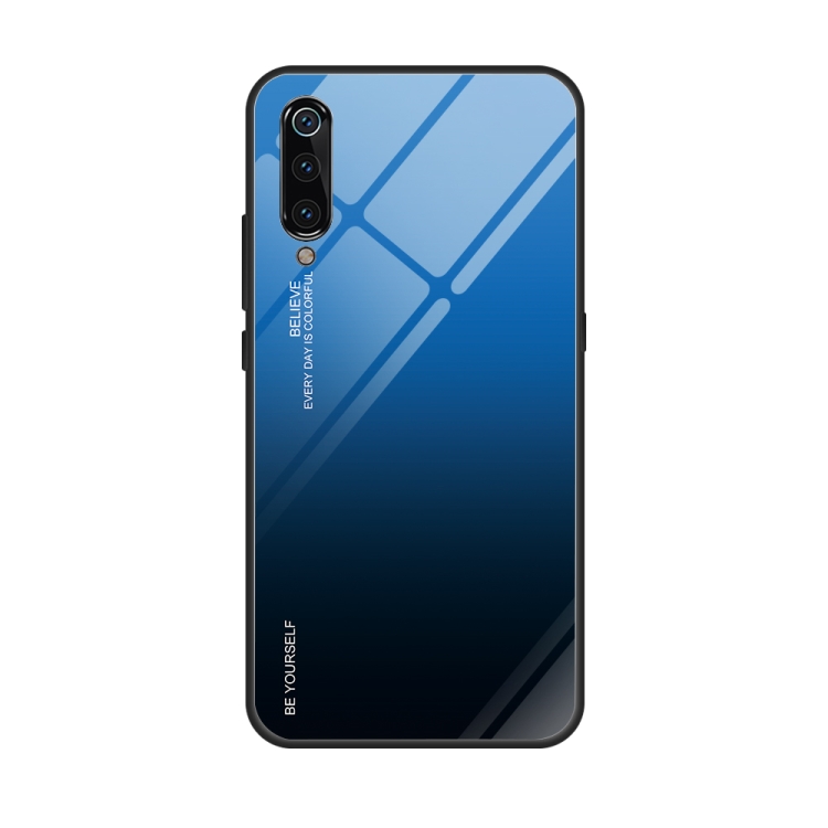 

For Xiaomi Mi 9 Gradient Color Glass Case(Blue)